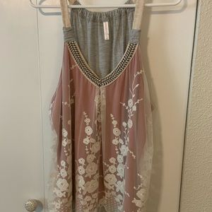 Red lace tank